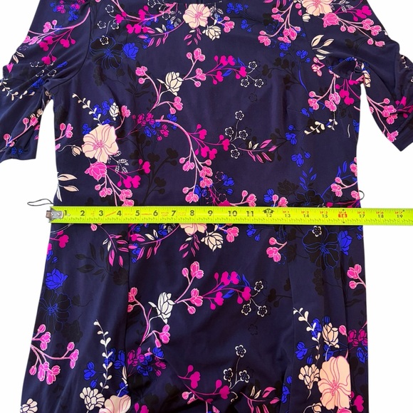 Eliza J Navy Floral Fit & Flare Dress with Pink and Cream Blooms - Picture 4 of 9